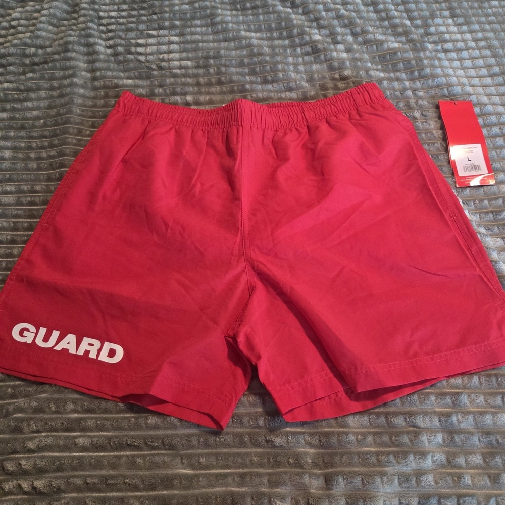 Kiefer Unisex Lifeguard Guard Deck Shorts Swim Trunks Red Size Large L Poly